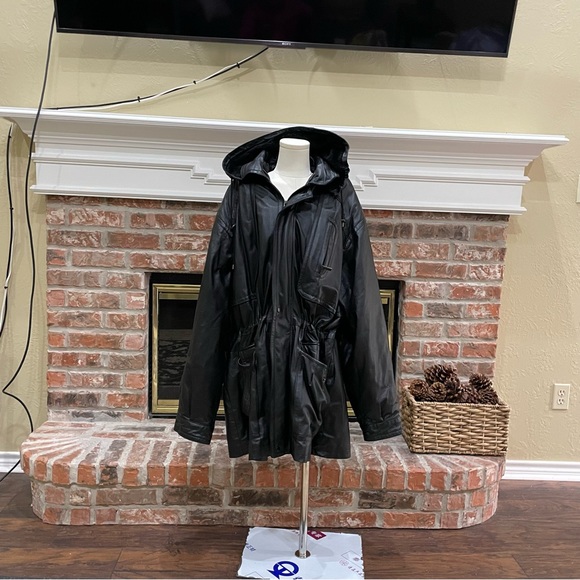 NWOT Wilda 100% leather plus size above-the-knee coat w/faux fur lining / 1X - Picture 11 of 17